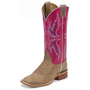Justin BRL311 Women’s Vintage Bent Rail Western Boot Pink Brown Sz 8 B